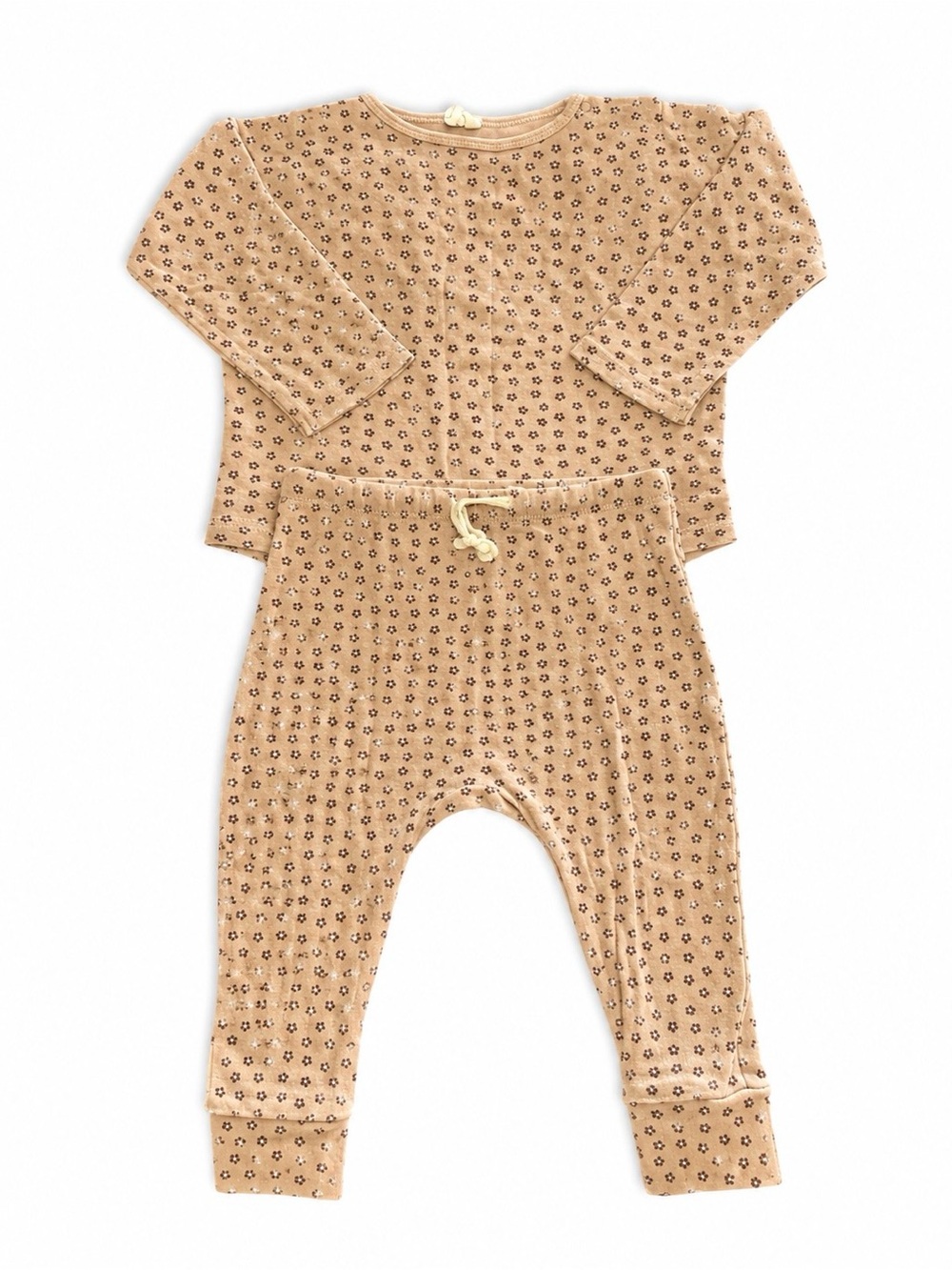 Quincy Mae 18-24M Tan Floral Organic Cotton Two Piece Set